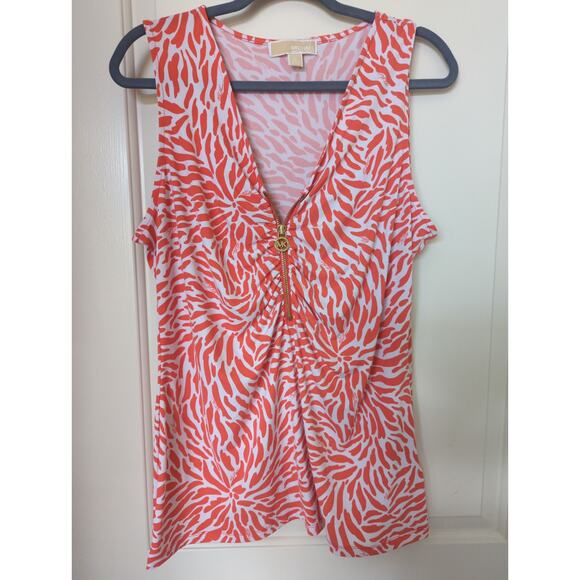 Michael Kors Orange Monogram Animal Print Tank Sz. XL - Picture 1 of 6